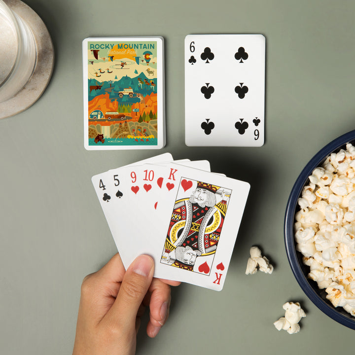 Playing Cards, Rocky Mountain National Park, Colorado, Geometric National Park Series, 52 Card Deck with Jokers in Box, Unique Art