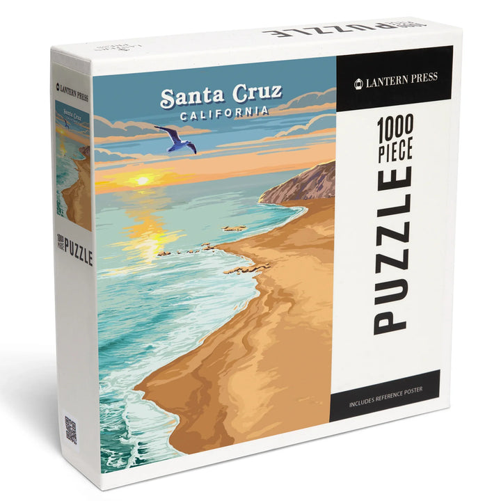 Santa Cruz, California, Painterly, Beach View, 1000 Piece Jigsaw Puzzle