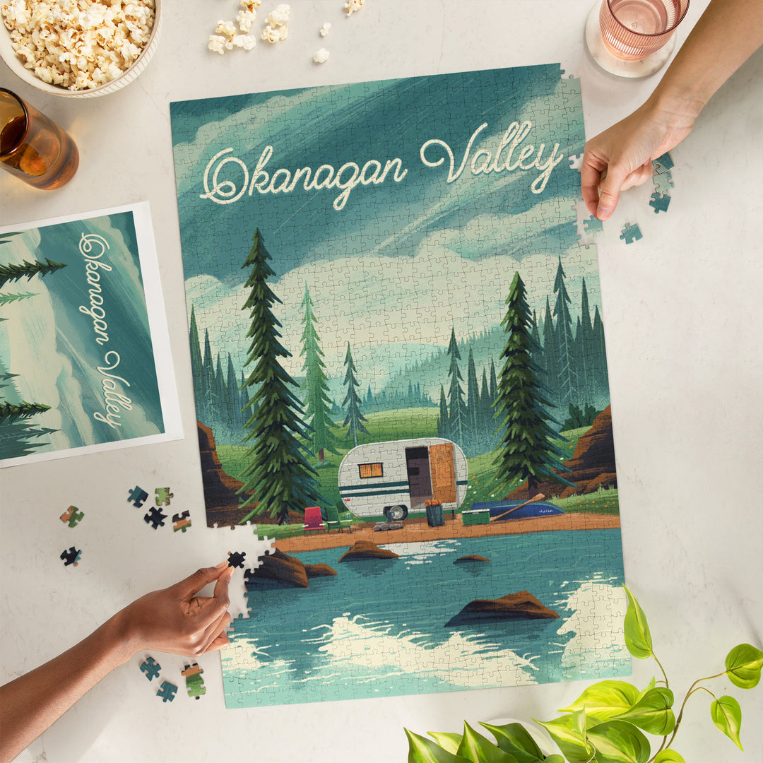 Okanagan Valley, Canada, Outdoor Activity, At Home Anywhere, Camper in Evergreens, 1000 Piece Jigsaw Puzzle