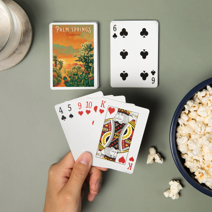 Playing Cards, Palm Springs, California, Oil Painting Series, Cholla Cactus, 52 Card Deck with Jokers in Box, Unique Art