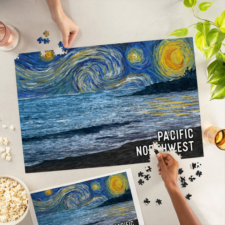 Pacific Northwest, Starry Night, Coastline, Jigsaw Puzzle