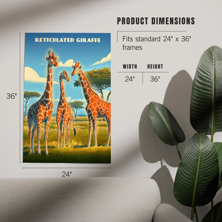 Lithograph Wildlife, Reticulated Giraffe, Art & Giclee Prints