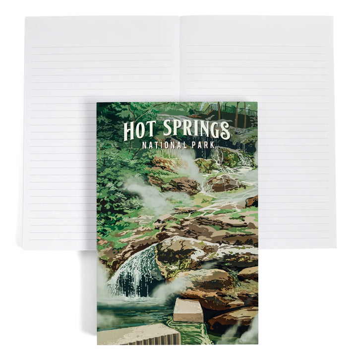 Lined 6x9 Journal, Hot Springs National Park, Arkansas, Painterly National Park Series, Lay Flat, 193 Pages, FSC paper
