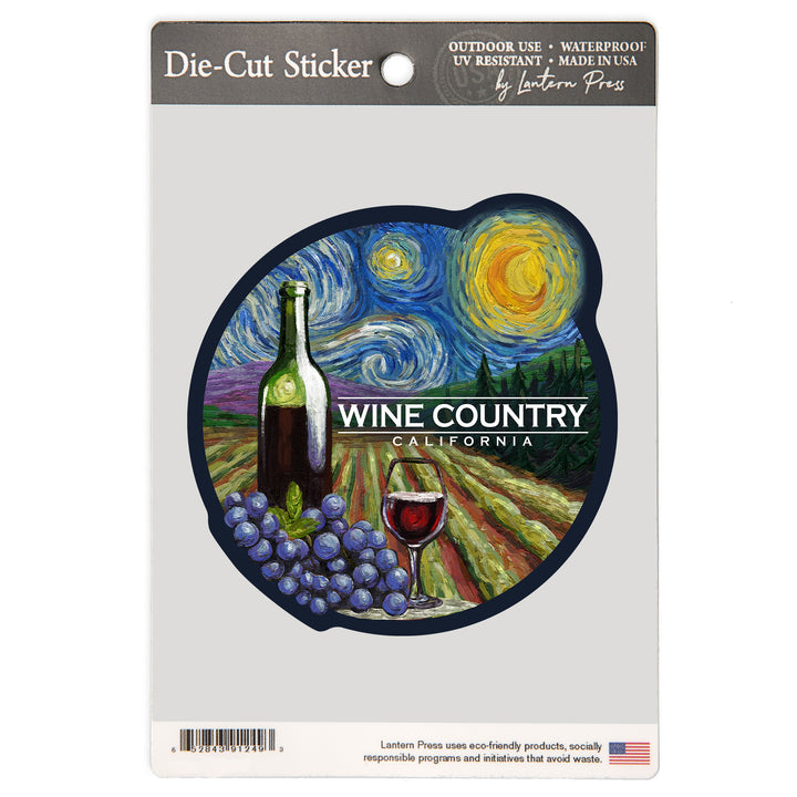 California, Starry Night, Wine Country, Vinyl Sticker