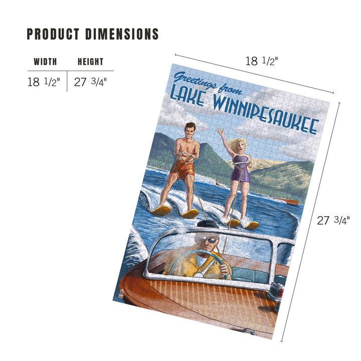 Lake Winnipesaukee, New Hampshire, Water Skiing Scene, Jigsaw Puzzle