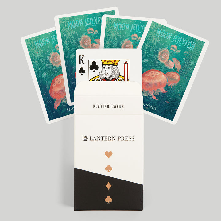 Playing Cards, California, Fluid Linework, Moon Jelly fish, 52 Card Deck with Jokers in Box, Unique Art