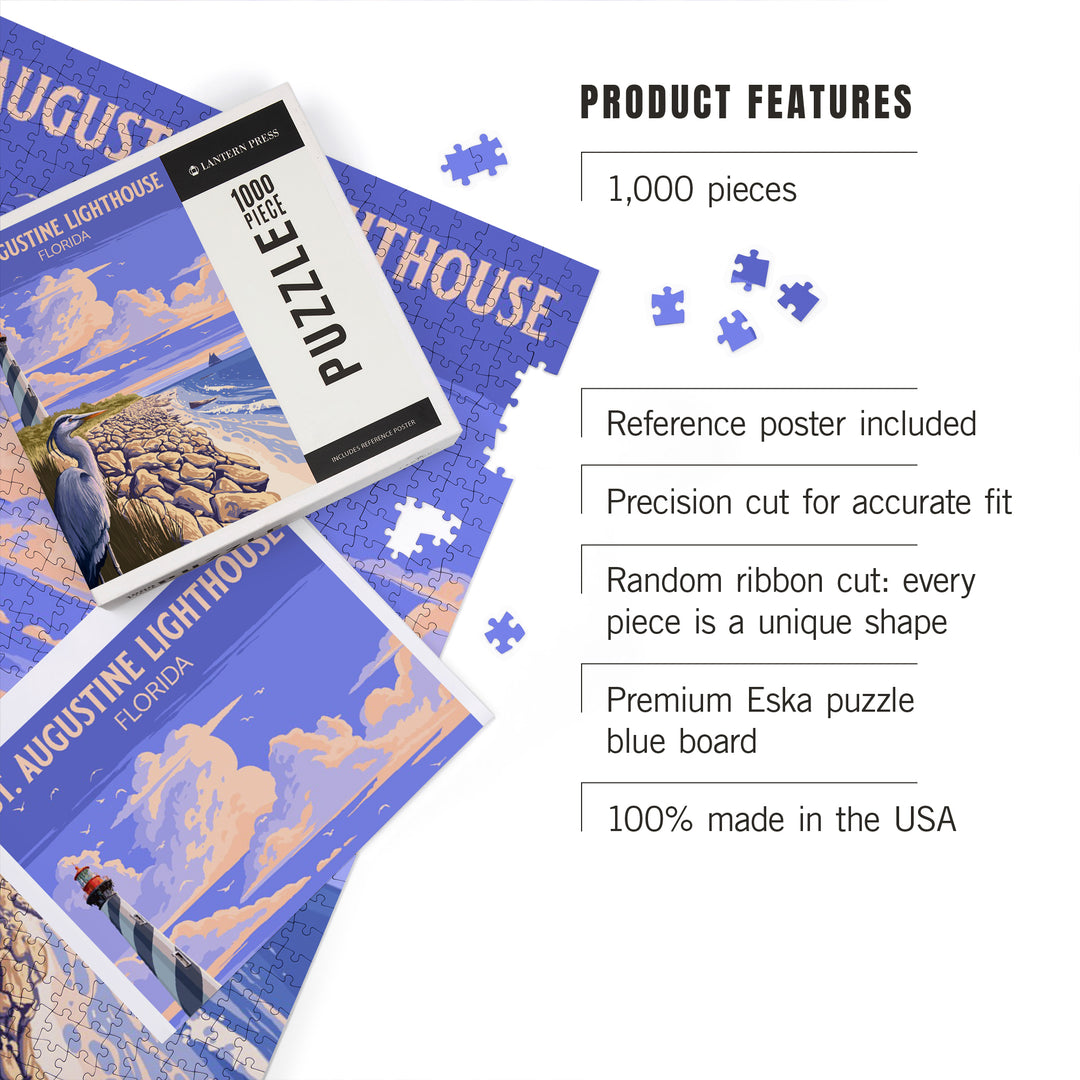 St. Augustine, Florida, Painterly, St. Augustine Lighthouse, 1000 Piece Jigsaw Puzzle
