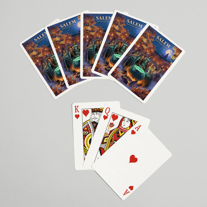 Playing Cards, Salem, Massachusetts, Oil Painting, Witch's, 52 Card Deck with Jokers in Box, Unique Art