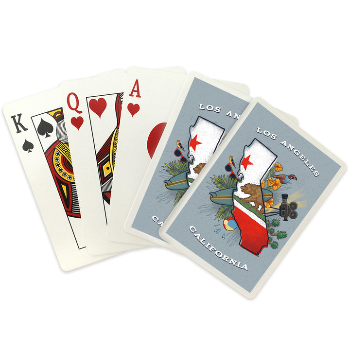 Playing Cards, Los Angeles, California, State Treasure Trove, 52 Card Deck with Jokers in Box, Unique Art