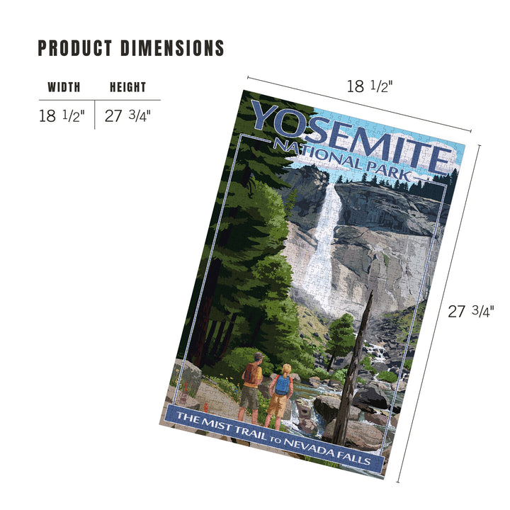 Yosemite National Park, California, Painterly, The Mist Trail, Jigsaw Puzzle