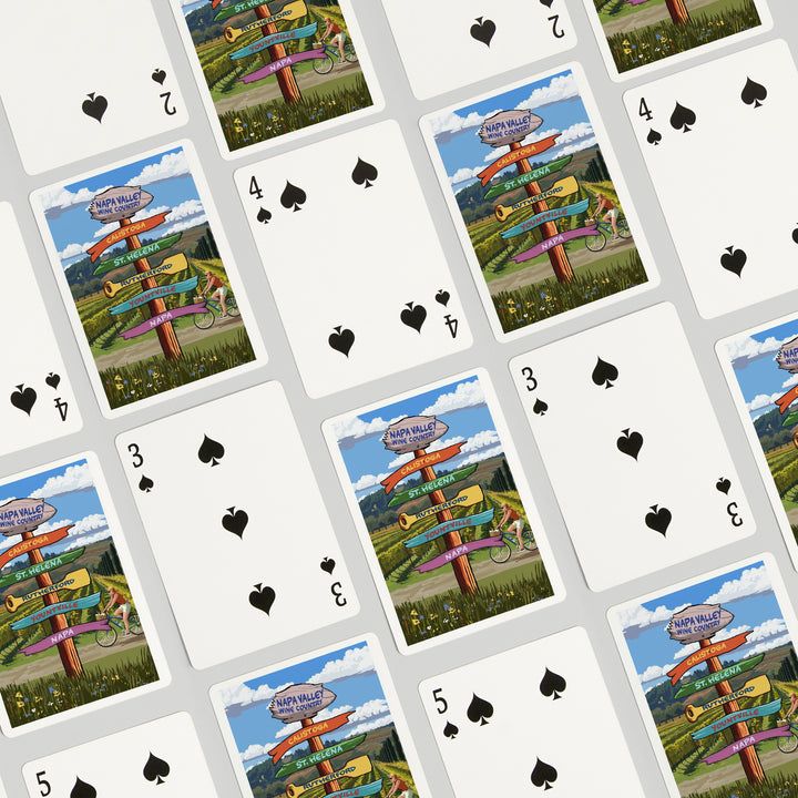 Playing Cards, Napa Valley Wine Country, California, Destination Sign, 52 Card Deck with Jokers in Box, Unique Art