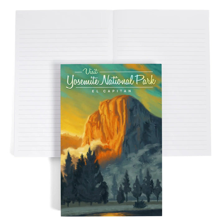 Lined 6x9 Journal, Yosemite National Park, California, Visit El Capitan, Oil Painting, Lay Flat, 193 Pages, FSC paper