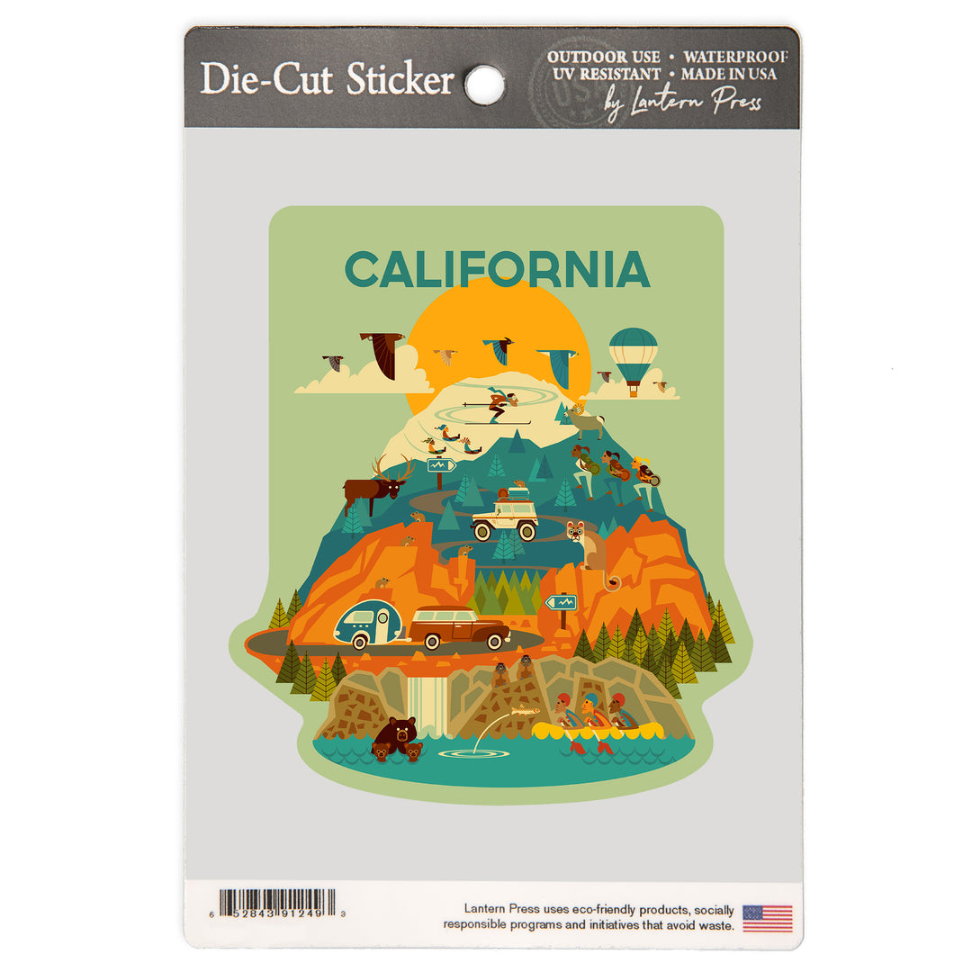 California, Geometric, The Mountains Are Calling, Vinyl Sticker