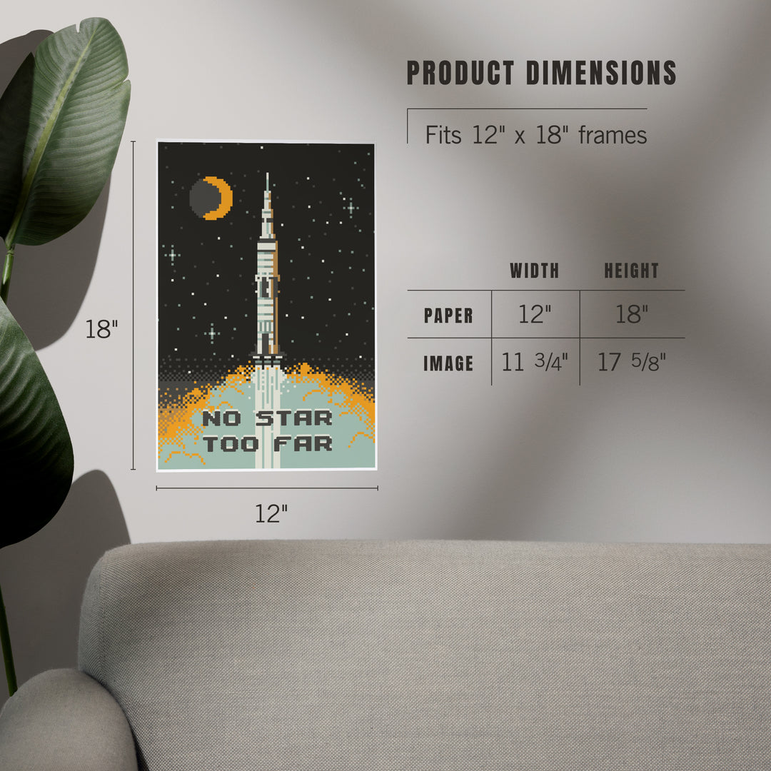 8-Bit Space Collection, Rocket, No Star Too Far, Art & Giclee Prints