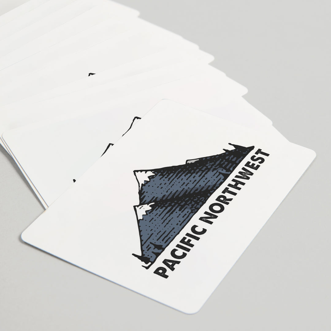 Playing Cards, Pacific Northwest, Mountains, Icon, 52 Card Deck with Jokers in Box, Unique Art
