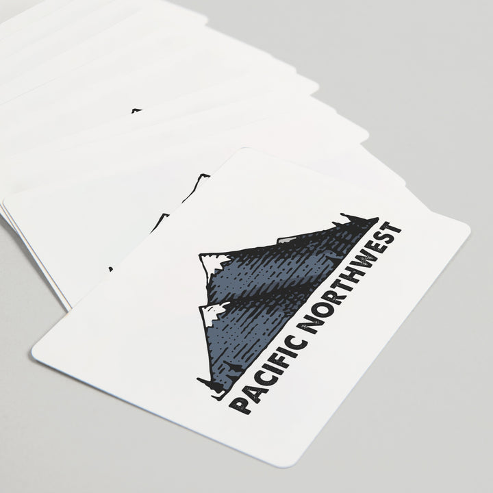 Playing Cards, Pacific Northwest, Mountains, Icon, 52 Card Deck with Jokers in Box, Unique Art