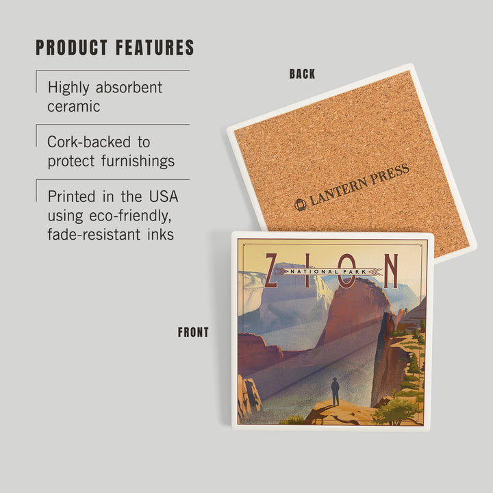 Zion National Park, Utah, Lithograph, Coasters