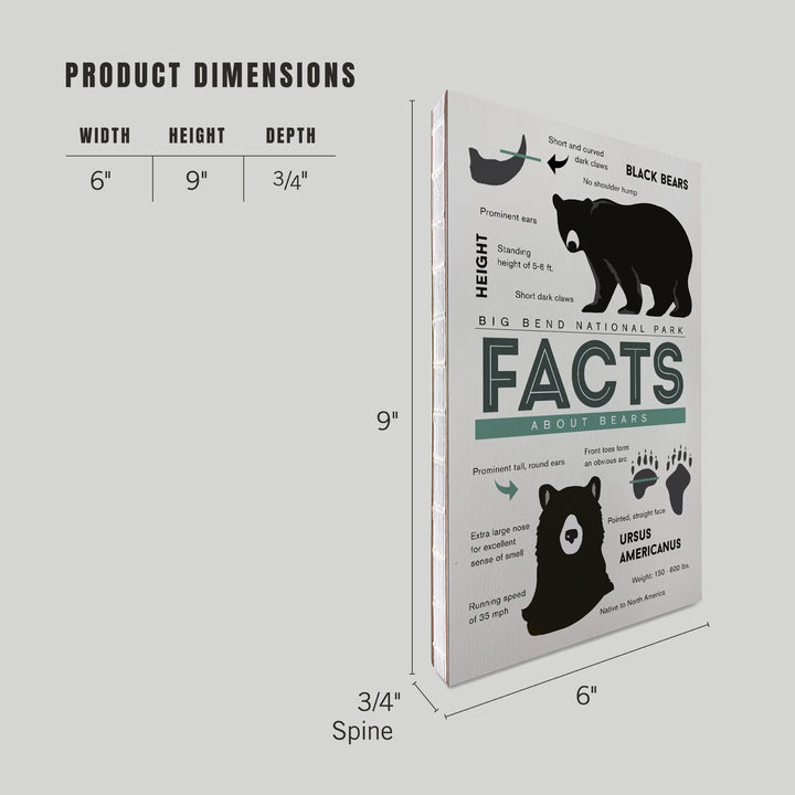 Lined 6x9 Journal, Big Bend National Park, Texas, Facts About Black Bears, Lay Flat, 193 Pages, FSC paper
