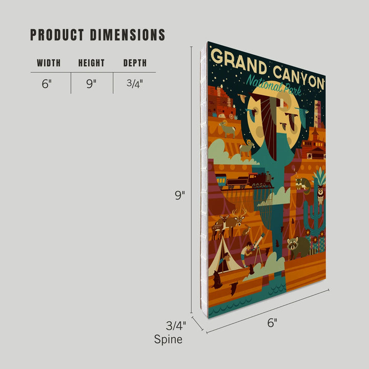 Lined 6x9 Journal, Grand Canyon National Park, Arizona, Geometric National Park Series (night), Lay Flat, 193 Pages, FSC paper