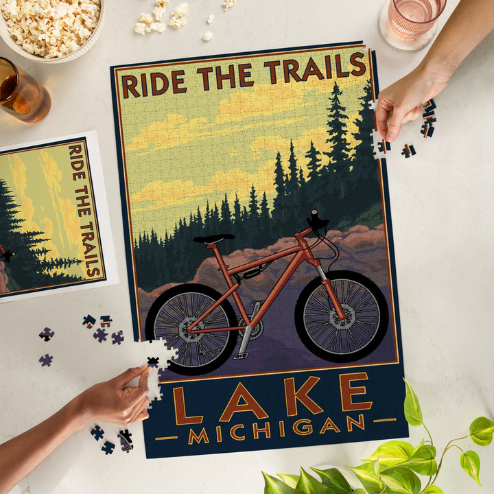 Lake Michigan, Mountain Bike Scene, Ride the Trails, Jigsaw Puzzle