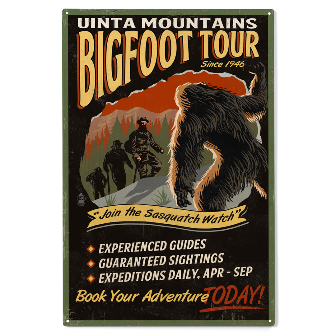 Uinta Mountains, Utah, Bigfoot Tour, Vintage Sign, Wood Sign and Postcards