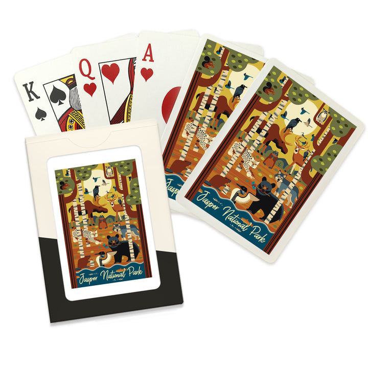 Playing Cards, Jasper National Park, Canada, Forest Animals, Geometric, 52 Card Deck with Jokers in Box, Unique Art