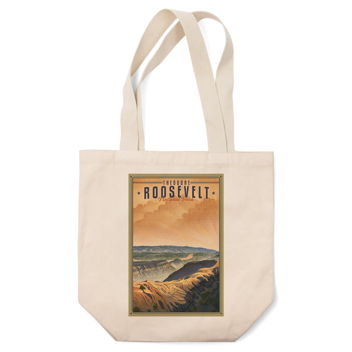 Theodore Roosevelt National Park, North Dakota, Lithograph National Park Series, Tote Bag