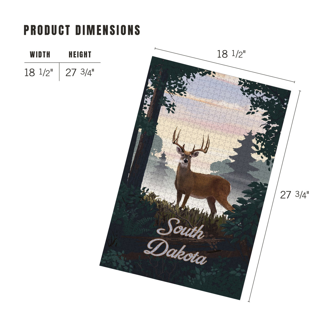 South Dakota, Painterly, Deer and Sunrise, 1000 Piece Jigsaw Puzzle