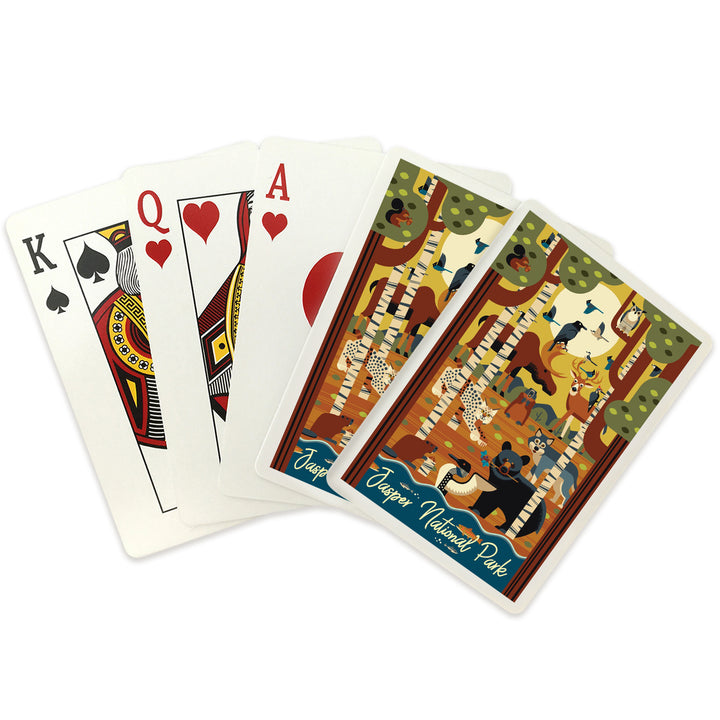 Playing Cards, Jasper National Park, Canada, Forest Animals, Geometric, 52 Card Deck with Jokers in Box, Unique Art