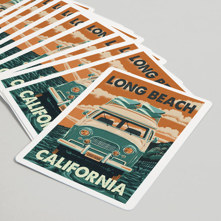 Playing Cards, Long Beach, California, Camper Van, 52 Card Deck with Jokers in Box, Unique Art