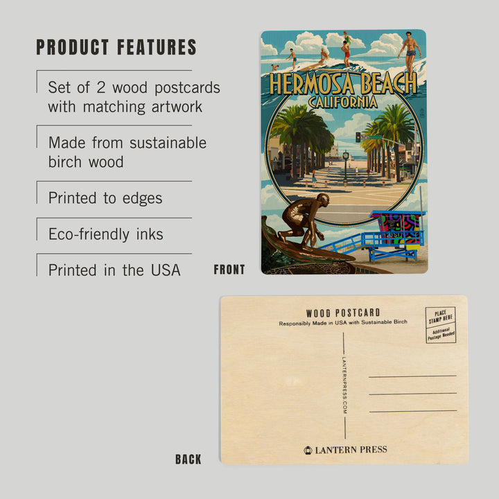 Hermosa Beach, California, Montage Scenes, Wood Sign and Postcards