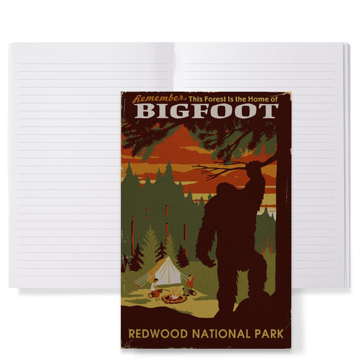 Lined 6x9 Journal, Redwood National Park, Home of Bigfoot, Lay Flat, 193 Pages, FSC paper