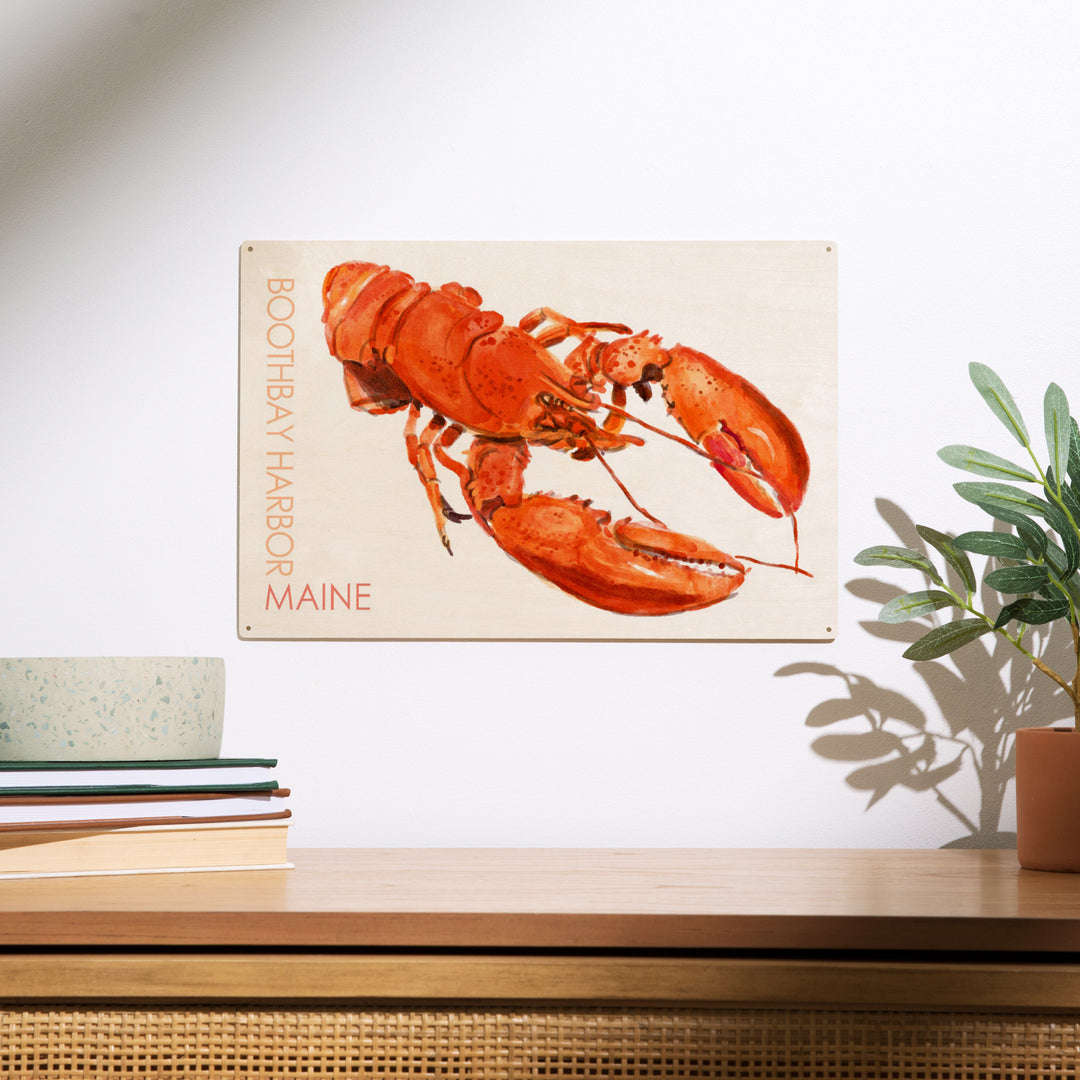 Boothbay Harbor, Maine, Lobster, Watercolor, Wood Sign and Postcards