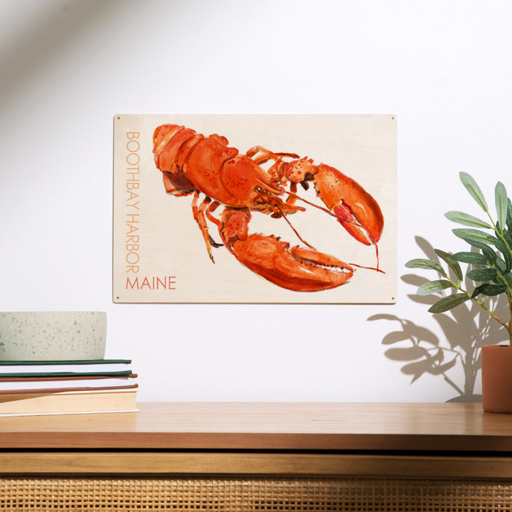 Boothbay Harbor, Maine, Lobster, Watercolor, Wood Sign and Postcards