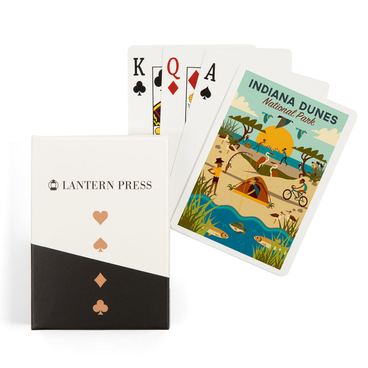 Playing Cards, Indiana Dunes National Park, Indiana, Geometric National Park Series, 52 Card Deck with Jokers in Box, Unique Art
