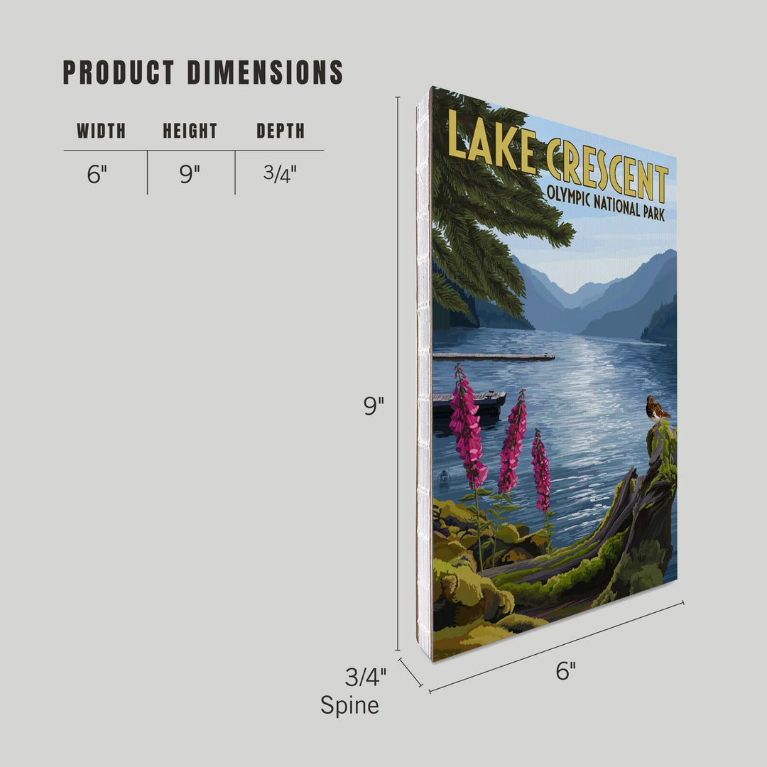 Lined 6x9 Journal, Olympic National Park, Washington, Lake Crescent, Lay Flat, 193 Pages, FSC paper