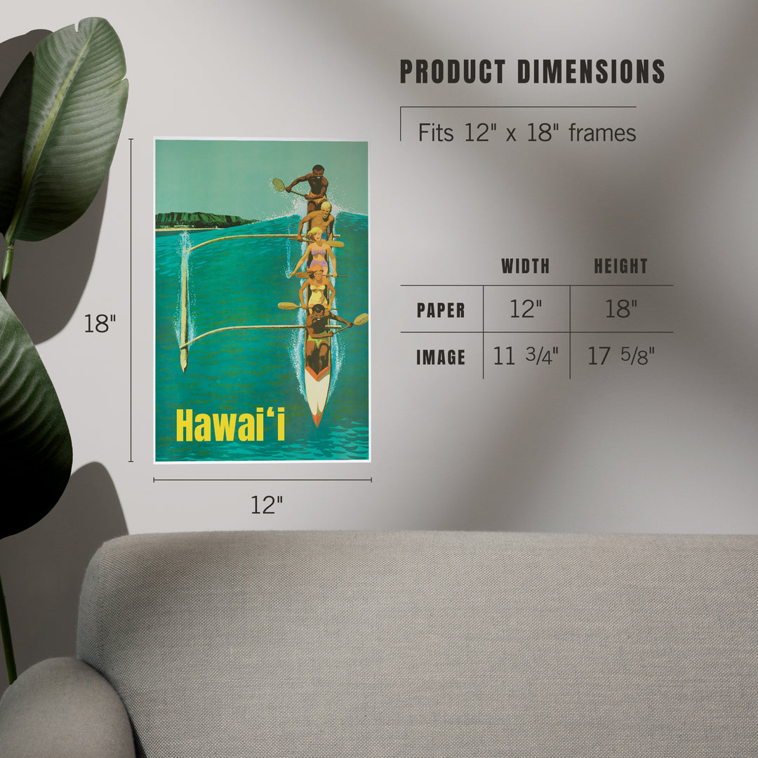 Hawaii, Outrigger Wave, Art & Giclee Prints