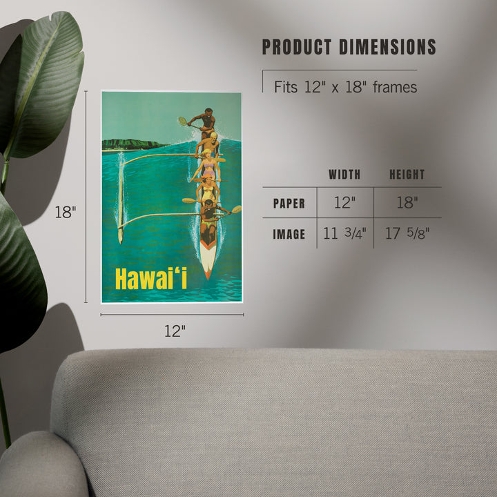 Hawaii, Outrigger Wave, Art & Giclee Prints