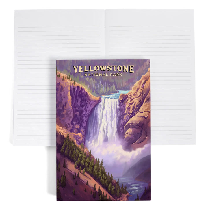 Lined 6x9 Journal, Yellowstone National Park, Wyoming, Oil Painting, Yellowstone Falls, Lay Flat, 193 Pages, FSC paper