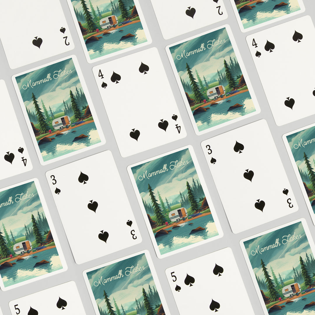 Playing Cards, Mammoth Lakes, California, At Home Anywhere, Camper in Evergreens, 52 Card Deck with Jokers in Box, Unique Art