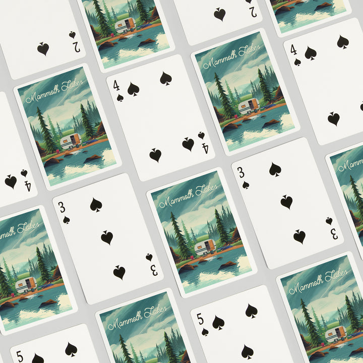 Playing Cards, Mammoth Lakes, California, At Home Anywhere, Camper in Evergreens, 52 Card Deck with Jokers in Box, Unique Art
