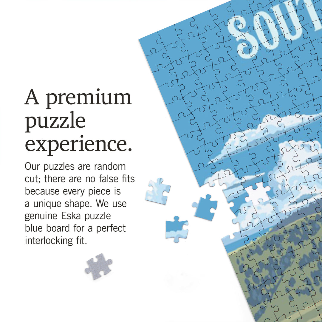 South Dakota, Painterly, Bison and Pheasant, 1000 Piece Jigsaw Puzzle