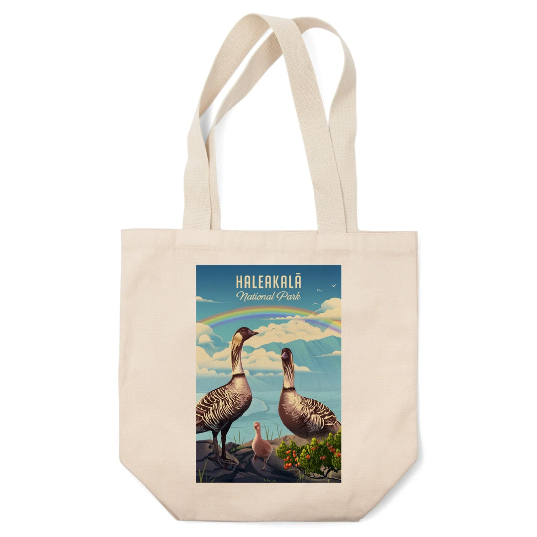 Haleakala National Park, Hawaii, Lithograph Wildlife Series, Nene, Tote Bag