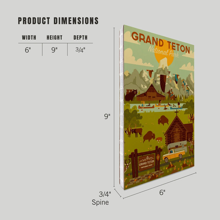 Lined 6x9 Journal, Grand Teton National Park, Wyoming, Geometric National Park Series, Lay Flat, 193 Pages, FSC paper