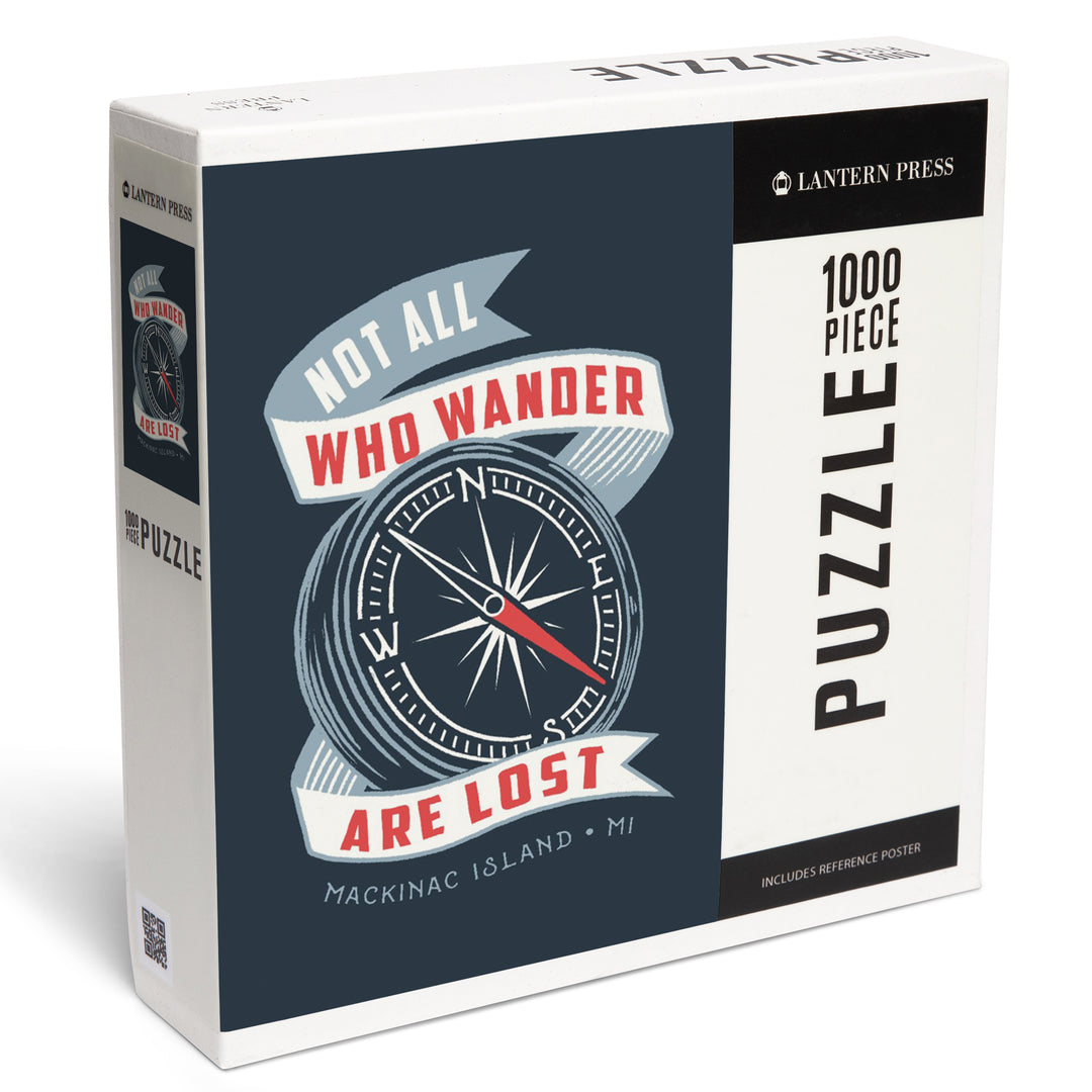 Mackinac Island, Michigan, Nautical Sayings Collection, Not All Who Wander Are Lost, Compass, 1000 Piece Jigsaw Puzzle