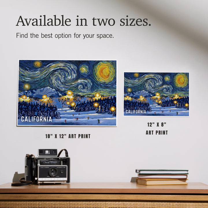 California, Starry Night, Ski Resort, Art & Giclee Prints