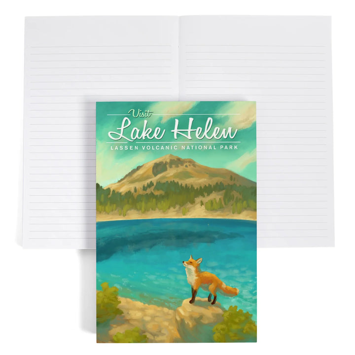 Lined 6x9 Journal, Lassen Volcanic National Park, California, Lake Helen, Oil Painting, Lay Flat, 193 Pages, FSC paper
