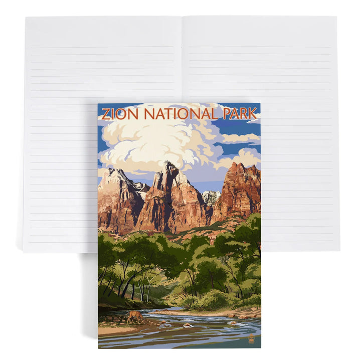 Lined 6x9 Journal, Zion National Park, Utah, Virgin River and Peaks, Lay Flat, 193 Pages, FSC paper