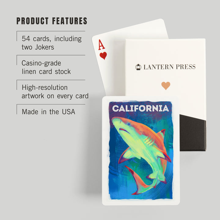 Playing Cards, California, Vivid, Blacktip Shark, 52 Card Deck with Jokers in Box, Unique Art