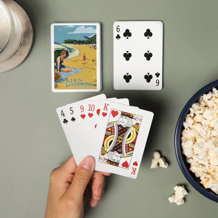 Playing Cards, Ballard, Seattle, Washington, Golden Gardens Beach Scene, 52 Card Deck with Jokers in Box, Unique Art